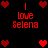 Red pixelated text and heart symbols on a black background, with animated heart arrangements.