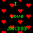 Black background with red pixel hearts and green text reading 'I Love Jill<333' scattered across the image.