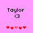 Pixelated text 'Taylor' above a heart symbol, with five red hearts below on pink background.