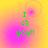 Green pixelated text I <3 you!! on a yellow-to-pink gradient background with subtle circular patterns.