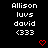 Pixelated text and red heart icons arranged in a on black background with gray corner element
