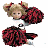 A 48x48 pixel animated buddy icon featuring a cheerleader character with blonde pigtails and red bows, holding large maroon pom-poms against a white background on the left side, paired with green text reading "Original Icons .com" on a dark green background on the right side.