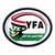 Oval-shaped icon with black border containing red curved line, white background, green lower section, and black text 'YFA' with green plant-like graphic on left.