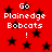 Red background with black stars and repeated white text 'Go Plainedge Bobcats!' in pixelated font.