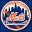 Circular pixelated icon with orange and white city skyline silhouette above stylized 'Mets' text on dark blue background.