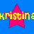 A blue background with three pink star shapes, each containing yellow text reading 'kristin' partially visible.