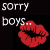 Four red lips icons with white text on black background, each displaying different phrases.