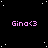 Pixelated black background with white stars and repeated pink text 'Gina<3' in a pattern, one gray rectangle visible at bottom right