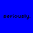 Four quadrants of solid color with pixelated text 'seriously.' in each, blue top-left, purple top-right, red bottom-left, and dark purple bottom-right.