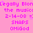 Pink background with repeated text elements in purple and white, including 'Legally Blon', 'the music', dates, 'SNAPS', and 'OMiGod'