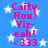 Blue background with white stars, pink text reading "Caitlyn Rox! Yiz-yeah! <333" repeated twice in a