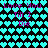 Pixelated cyan hearts fill a black background with purple text repeating 'Love You Till I Die' in two