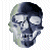 Pixelated skull icon with dark hair on left, green text 'Original Icons .com' on right against solid background.