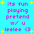 Pixelated text and yellow stars on a bright cyan background with repeated phrases.