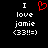 A black background displays two identical pixelated text blocks with a red heart symbol above the left block.