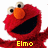 Red muppet character with orange nose and wide black mouth, yellow text reading "Elmo Is Awesome!!!" across bottom.