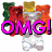 Four pixelated gummy bear icons with text overlays: OMG!, LOOK OUT!, GUMMY BEAR INVASION, and RUN FOR YOUR LIFE!!!