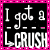 identical black squares with pink dotted borders, each containing white text "I got a CRUSH" and small arrow symbols