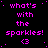 A static digital image displays repeated text and symbols in bright pink on a black background with a gray rectangle in the bottom-right corner.