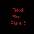 Red text on black background with white rectangular overlays shifting across the phrase "Red Sox Rule!!" in four distinct configurations.