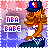Pixelated 48x48 static buddy icon featuring a cartoon basketball player with orange skin, wearing a blue cap with red/white emblem and white jersey, standing next to "NBA BABE" text on pink/purple gradient background.