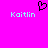 Pixelated icon with bright pink background, two light blue 'Kaitlin' texts, and a black heart outline above center.