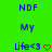 Green background with blue text 'NDF' at top, 'My' in middle, 'Life<3' with red heart at bottom, two identical versions side-by-side.