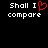 Pixelated text 'Shall I compare' with a red heart replacing 'I' on the left side of a split-screen display.