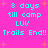 Pixelated cyan text on bright pink background with orange starbursts, repeating '3 days till camp LUV Trails End!!' in two identical horizontal sections.