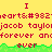 Yellow background with red text repeating 'I heart Jacob Taylor forever and ever' across multiple lines, green pixelated wave-like border at bottom.