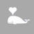 A static pixel art image of a white whale with a heart above it on gray background.