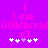 Pixelated pink text on purple background with heart and star symbols, showing animation change in star positions.