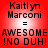 Red background with four identical showing text "Kaitlyn Marconi = AWESOME !NO DUH!" in black pixelated font