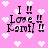 Pink background with white pixelated hearts, black text reading "I Love Karl" and double exclamation marks in four repeated sections.