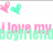 Pixelated icon with four quadrants: top-left white background has pink and green hearts, top-right pink background displays cyan text "my babeetrevor", bottom-left pink background shows cyan text "soo much its love!", bottom-right gray.
