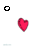 three and three displays pixelated red hearts with varying text labels above or below them, including 'o', 'oh', 'oh,', 'oh, I', 'oh, It', and 'Love' at the bottom