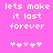 Pixelated text on bright pink background with animated heart symbols changing position.