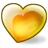 A heart-shaped icon with a gradient fill transitioning from light yellow to orange, outlined in dark brown pixels.