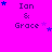 identical 'Ian & Grace' text icons on a bright pink background with scattered blue and purple stars, showing slight variations in star positions across repeated