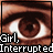 six pixelated showing close-ups of a woman's face with brown eyes and blonde hair, each containing the text 'Girl, Interrupted' in white block letters on black background