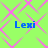 Bright green background with pink diamond-shaped lattice pattern, four blue 'Lexi' text instances arranged in a