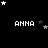 Black background with white pixelated text 'ANNA' repeated in a , surrounded by scattered white and gray stars in various sizes