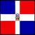 Two side-by-side flag icons: left shows Dominican Republic flag with blue-red quadrants and white cross, right shows Puerto Rican flag as wavy red-white stripes on a blue triangle with single white star.