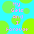 Pixelated text reads 'My Girls And I Forever' over a blue background with green circles, repeated in a pattern