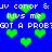 Blue background with repeating green heart shapes and white pixelated text reading 'jv conor & jv conor & luv's me luv's me got a prob got a prob'.