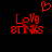 Red pixelated text 'Love BtNS' with a heart symbol above, displayed on a black background with two identical frames showing slight animation differences.