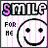 six pixelated smiley face icons with 'SMILE' text above each, featuring color variations in the letters and background stripes