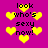 A static image with a bright magenta background featuring yellow pixelated hearts and black text reading 'look who's sexy now!' in multiple positions.