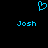 Blue pixelated heart symbol above two instances of the name 'Josh' in blue text on a black background.