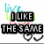 six text-based buddy icons with black block letters on white background, each featuring a small smiley face and faint 'live' watermarks in blue-green